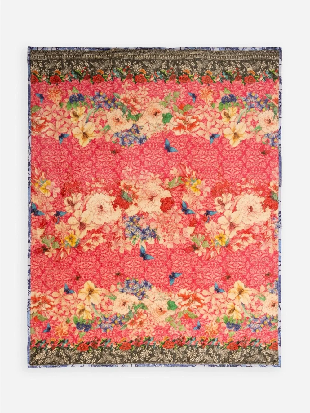 Johnny Was Demarne Fleece Paisley Mosaic Reversible Travel Blanket 68